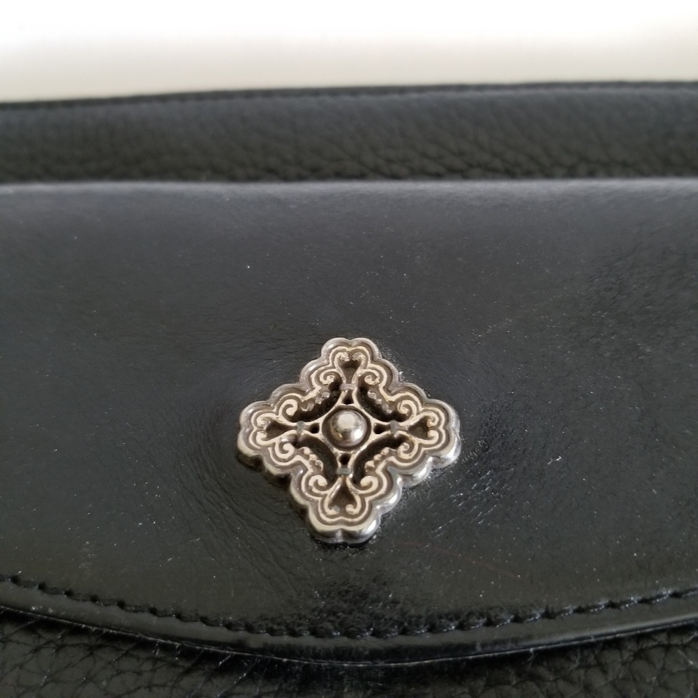Brighton Black Leather Shoulder Satchel Handbag - Picture 3 of 8